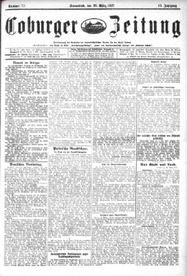 Coburger Zeitung Samstag 26. März 1927