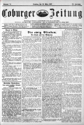 Coburger Zeitung Dienstag 29. März 1927