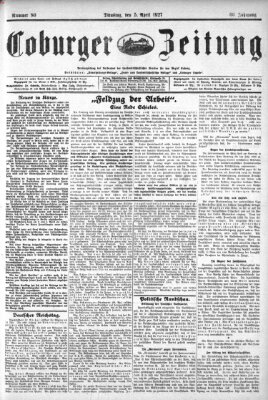 Coburger Zeitung Dienstag 5. April 1927