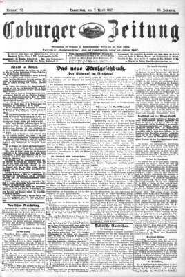 Coburger Zeitung Donnerstag 7. April 1927