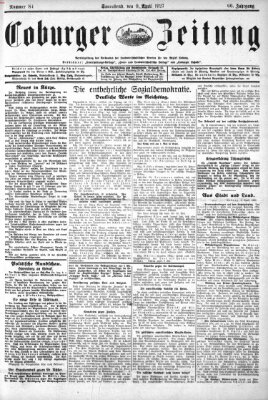 Coburger Zeitung Samstag 9. April 1927