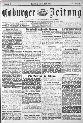 Coburger Zeitung Donnerstag 21. April 1927