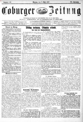 Coburger Zeitung Montag 2. Mai 1927