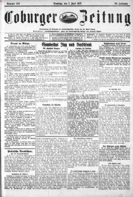 Coburger Zeitung Dienstag 7. Juni 1927