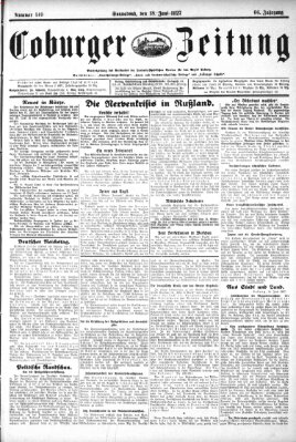 Coburger Zeitung Samstag 18. Juni 1927