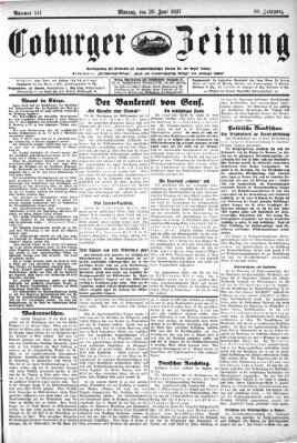 Coburger Zeitung Montag 20. Juni 1927