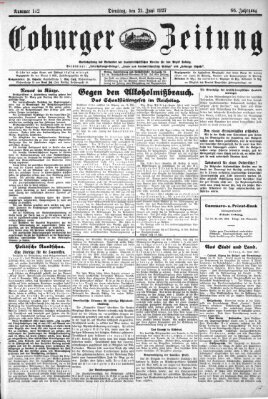 Coburger Zeitung Dienstag 21. Juni 1927