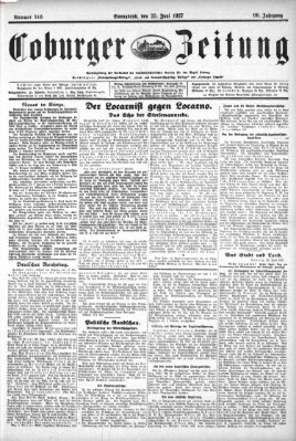 Coburger Zeitung Samstag 25. Juni 1927