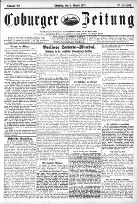 Coburger Zeitung Dienstag 9. August 1927