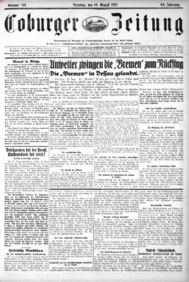 Coburger Zeitung Dienstag 16. August 1927