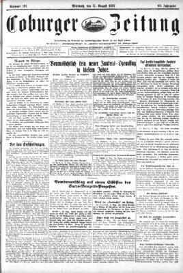 Coburger Zeitung Mittwoch 17. August 1927