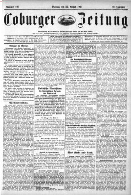 Coburger Zeitung Montag 22. August 1927