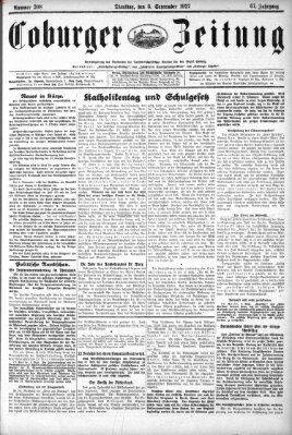 Coburger Zeitung Dienstag 6. September 1927