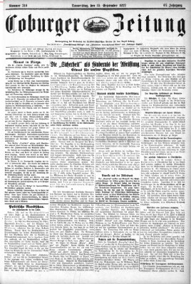 Coburger Zeitung Donnerstag 15. September 1927