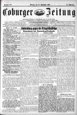 Coburger Zeitung Montag 19. September 1927