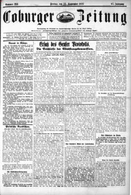 Coburger Zeitung Freitag 23. September 1927