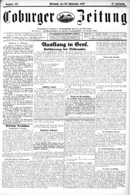 Coburger Zeitung Mittwoch 28. September 1927