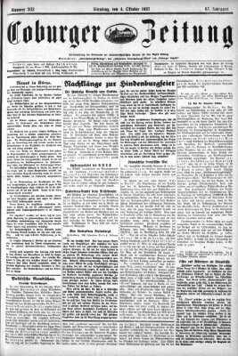 Coburger Zeitung Dienstag 4. Oktober 1927