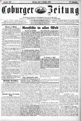 Coburger Zeitung Freitag 7. Oktober 1927