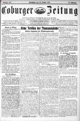 Coburger Zeitung Samstag 22. Oktober 1927