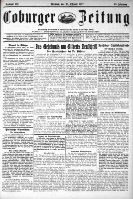 Coburger Zeitung Mittwoch 26. Oktober 1927