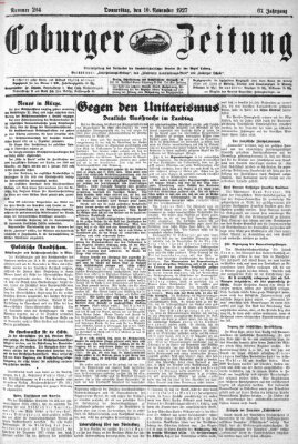 Coburger Zeitung Donnerstag 10. November 1927