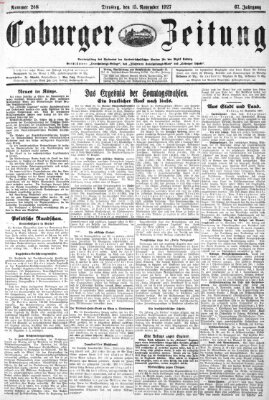 Coburger Zeitung Dienstag 15. November 1927