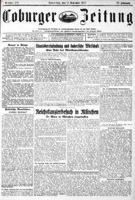 Coburger Zeitung Donnerstag 17. November 1927