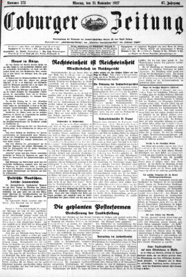 Coburger Zeitung Montag 21. November 1927