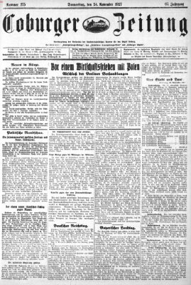 Coburger Zeitung Donnerstag 24. November 1927