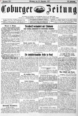 Coburger Zeitung Mittwoch 30. November 1927