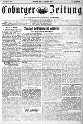 Coburger Zeitung Montag 5. Dezember 1927