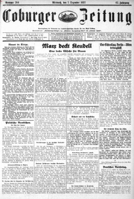 Coburger Zeitung Mittwoch 7. Dezember 1927