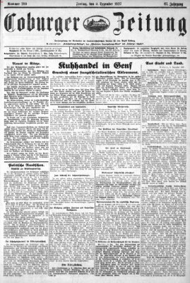 Coburger Zeitung Freitag 9. Dezember 1927