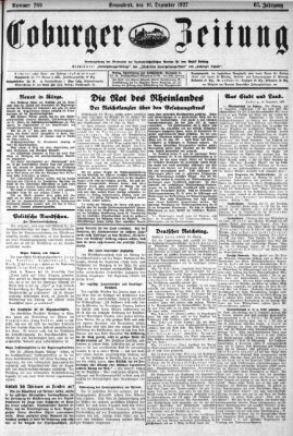 Coburger Zeitung Samstag 10. Dezember 1927