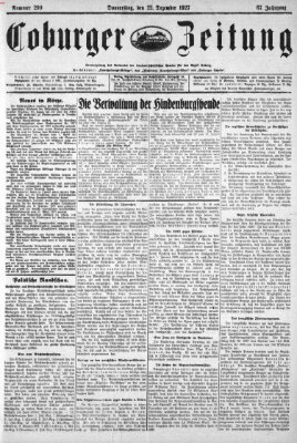 Coburger Zeitung Donnerstag 22. Dezember 1927