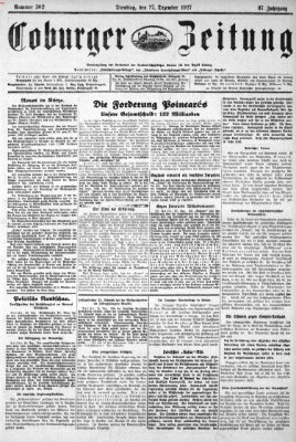 Coburger Zeitung Dienstag 27. Dezember 1927