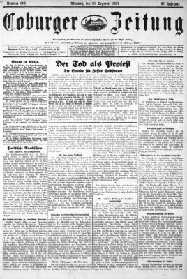 Coburger Zeitung Mittwoch 28. Dezember 1927