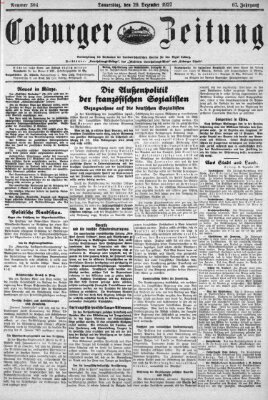 Coburger Zeitung Donnerstag 29. Dezember 1927