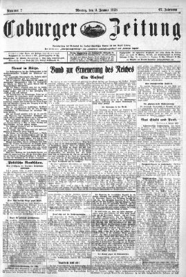 Coburger Zeitung Montag 9. Januar 1928