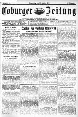 Coburger Zeitung Donnerstag 19. Januar 1928