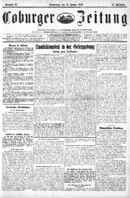 Coburger Zeitung Donnerstag 26. Januar 1928