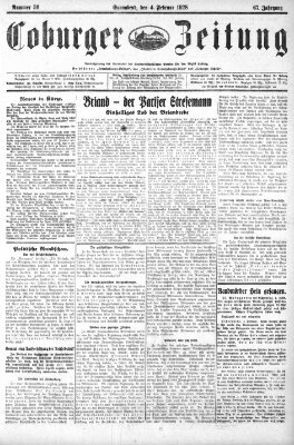 Coburger Zeitung Samstag 4. Februar 1928