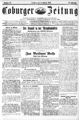 Coburger Zeitung Dienstag 14. Februar 1928