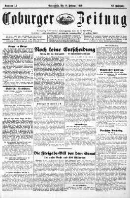Coburger Zeitung Saturday 18. February 1928