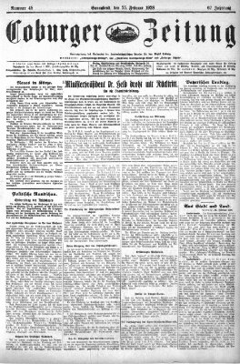 Coburger Zeitung Samstag 25. Februar 1928