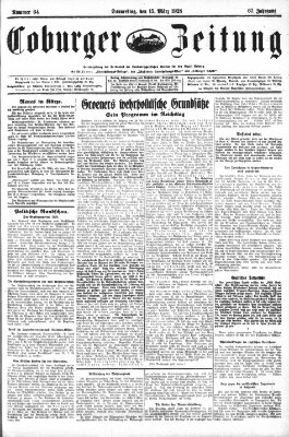 Coburger Zeitung Donnerstag 15. März 1928