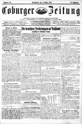 Coburger Zeitung Samstag 17. März 1928