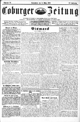 Coburger Zeitung Samstag 31. März 1928