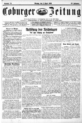 Coburger Zeitung Montag 2. April 1928